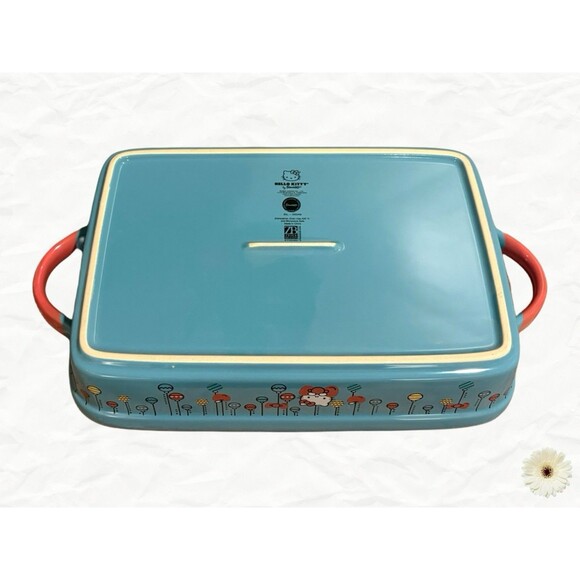 Holiday "Hello Kitty" Rectangular Snowman Baker Size 12" x 8.5" Teal Blue New! - Picture 2 of 6